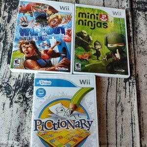 Wii game lot of 3 wipeout, pictionary, mini ninjas